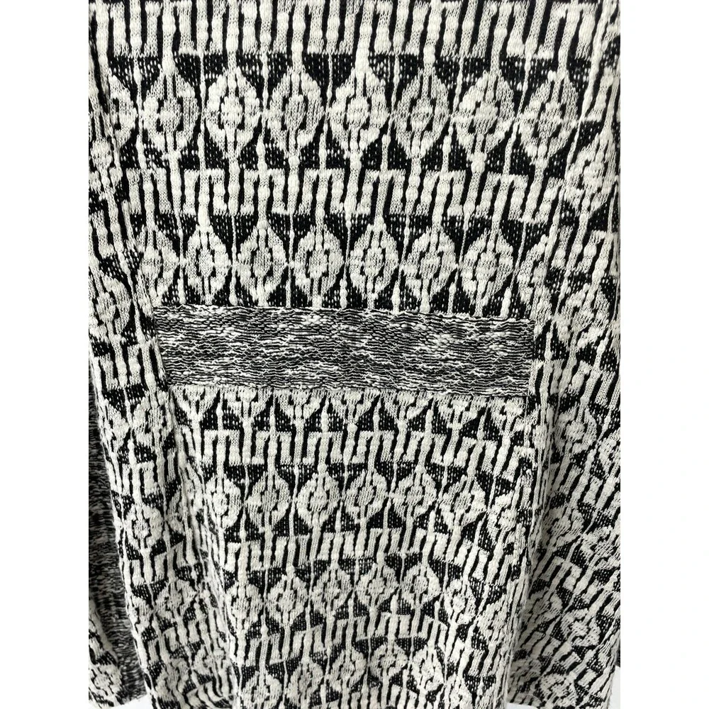 Lucky Brand Marnie Knit Moto Jacket Womens Small Black White Geometric Aztec